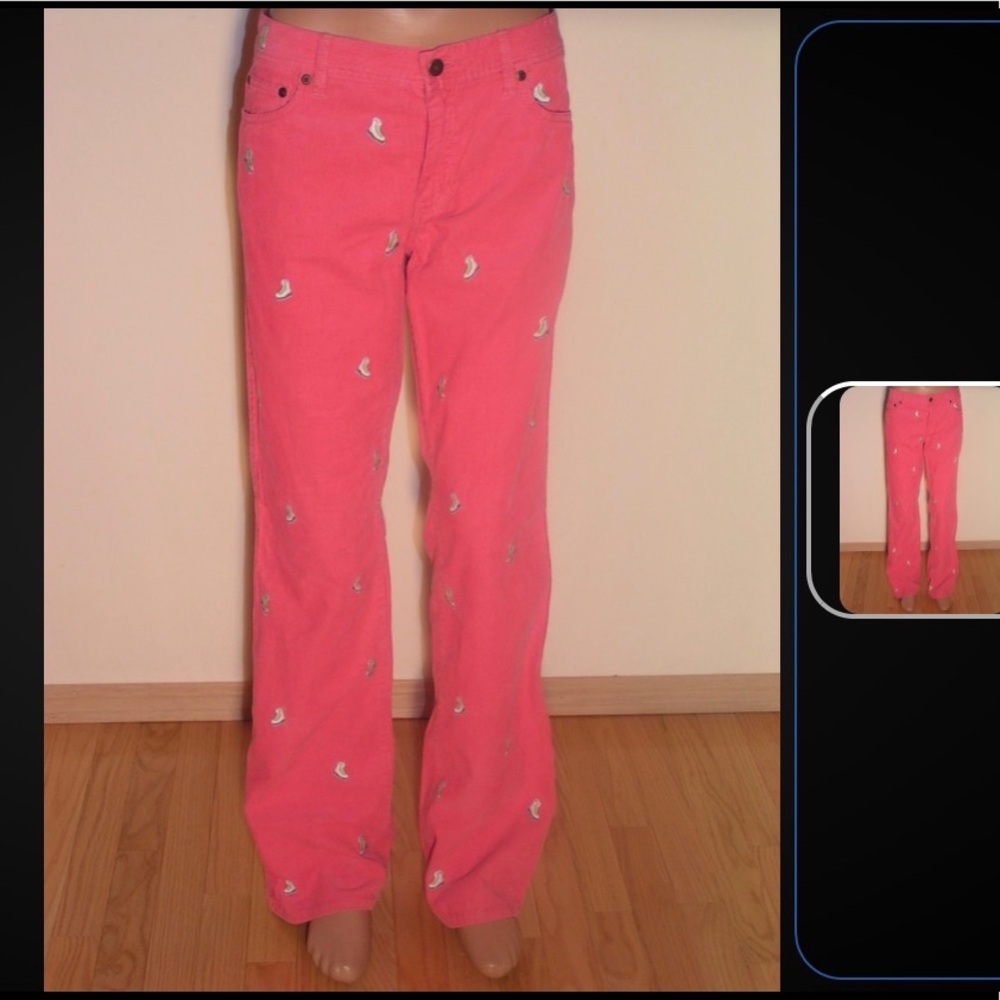 J CREW CRITTER CORD EMBROIDERED PINK ICESKATES 10